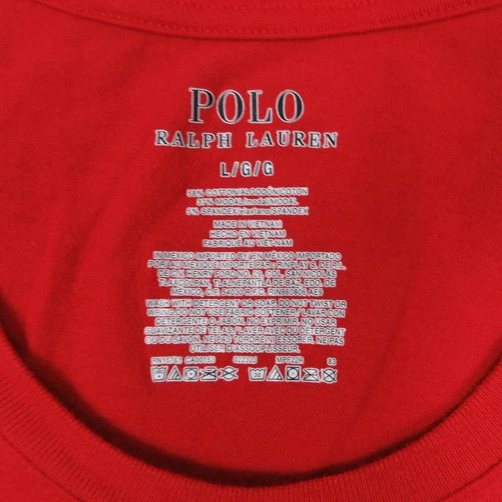 Polo Ralph Lauren Shirt‎ Mens Large Red Long Sleeve Script Logo Performance Flex